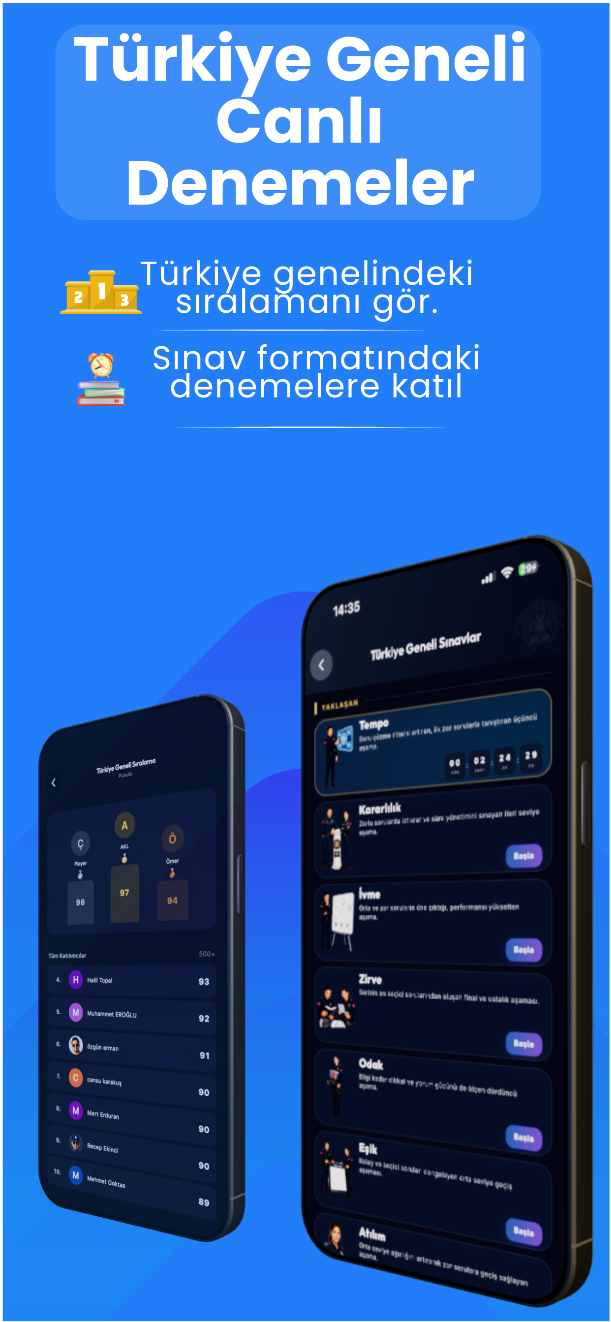 Misyon Akademi Türkiye geneli canlı denemeler ekranı